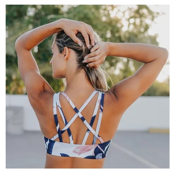 Senita Athletics Other - NWT Senita Magnolia Strappy Sport Bra - White, Navy, Blue, Pink - SZ Small